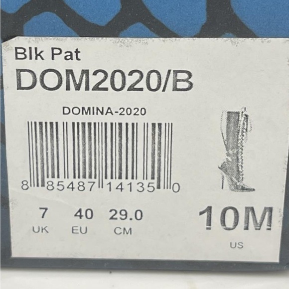 NWOT Devious Domina 2020 Knee High Black Patent Leather Lace-Up Boots  10M - Picture 7 of 7